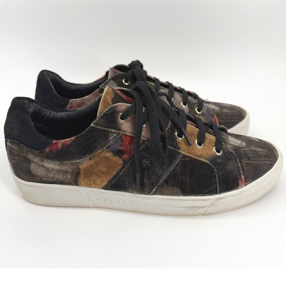 Joie Women's 8.5 Dakota Floral Velvet Sneakers Low Top Moody Dark Romance